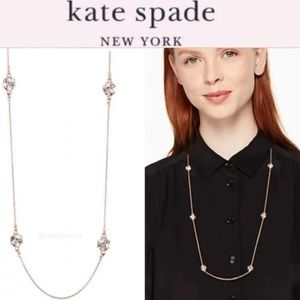 Kate Spade Lady Marmalade plated stone station necklace clear stone/rose gold